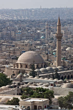 Panorama detail with mosque in Aleppo, Syriaの写真素材