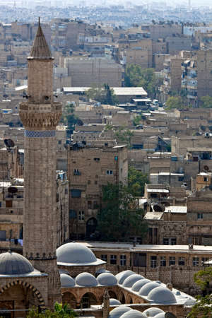 Panorama detail with mosque in Aleppo, Syriaの写真素材
