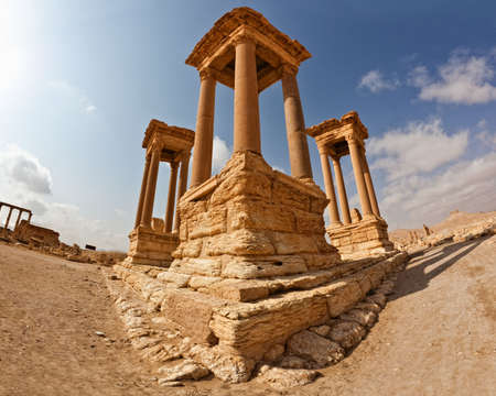 Ancient Roman time town in Palmyra (Tadmor), Syria. Greco-Roman & Persian Period.の写真素材