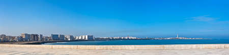 View of the Casablanca coast from King Hassan II mosque, Morocco.の写真素材