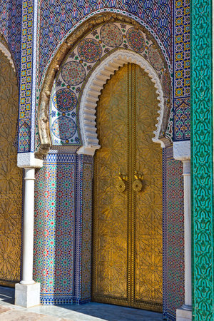 Old Golden Door of the Royal Palace in Fes, Morocco.の写真素材