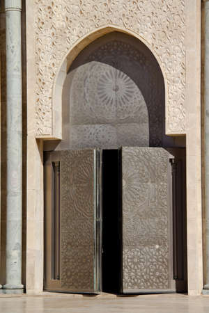 Exterior detail of Hassan II mosque, Casablanca, Morocco.の写真素材