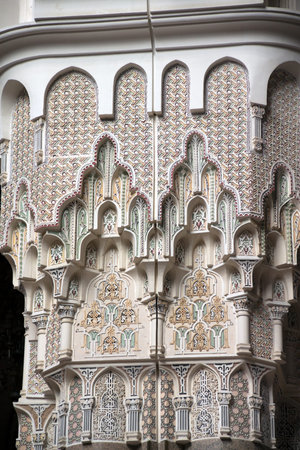 Hassan II Mosque Casablanca interior detail of column.