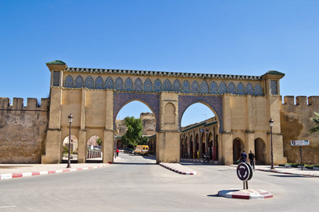 CASABLANCA, MOROCCO - OCTOBER 17: Renovated entrance in Old city Meknes (Miknasa), Morocco.