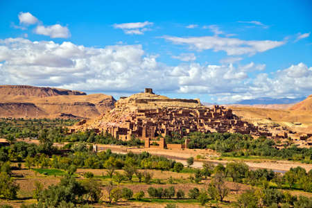 Fortified City (Ksar) with Mud Houses in the Kasbah Ait Benhaddou near Ouarzazate, Morocco. Souss-Massa-DraÃ¢ region. Ounila River. UNESCO World Heritage Site since 1987のeditorial素材