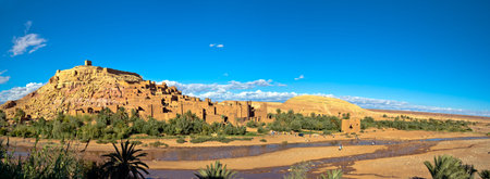 Fortified City (Ksar) with Mud Houses in the Kasbah Ait Benhaddou near Ouarzazate, Morocco. Souss-Massa-DraÃ¢ region. Ounila River. UNESCO World Heritage Site since 1987のeditorial素材