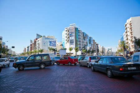 CASABLANCA, MOROCCO - OCTOBER, 16, 2010: Center of Casablanca in rush hour.のeditorial素材