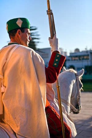RABAT, MOROCCO - OCTOBER, 16, 2010: Entrance guard in Mausoleum of Mohammed V , Rabat in Morocco.のeditorial素材