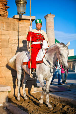 RABAT, MOROCCO - OCTOBER, 16, 2010: Entrance guard in Mausoleum of Mohammed V , Rabat in Morocco.のeditorial素材