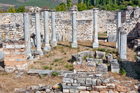 Bishop's Palace ruins in Aphrodisias (Turkey) - Byzantine period.のeditorial素材
