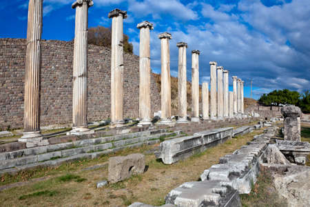 View to the street of the Asklepion of Pergamum. It was something in between a sanctuary and a spa resort in Roman period.のeditorial素材