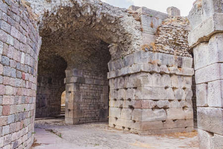 Underground access to the Temple of Telesphorus in  Roman city Pergamon or Pergamum, Bergama, Turkey. The Asklepion of Pergamum was something in between a sanctuary and a spa resort.の写真素材