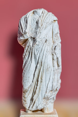 Remains of the stone sculpture without head in Aphrodisias (Turkey) build during Hellenistic and...