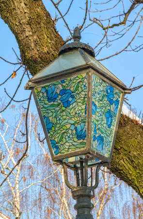 Old lamp at the Strossmayer walkway Zagreb, capitol of Croatia. Zagreb's Upper Town or Gradec.の写真素材