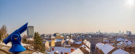Panorama of Zagreb old town from upper town Gradec - capitol of Croatiaの写真素材
