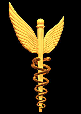Caduceus 3D illustration in perspectiveの写真素材