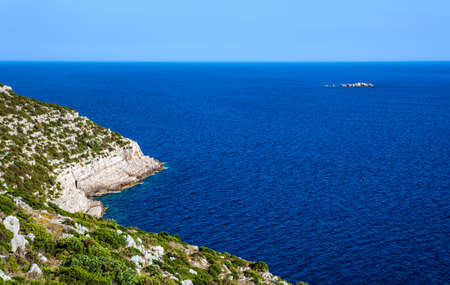 Mediterranean landcape near Odysseus cave on island Mljet near Dubrovnik, Croatiaの写真素材
