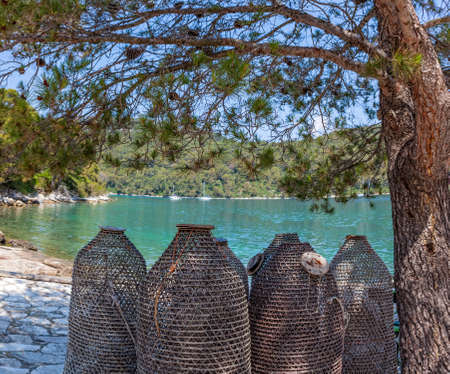 Traditional Croatian fishing traps  Island Mljet near Dubrovnik, Croatia の写真素材