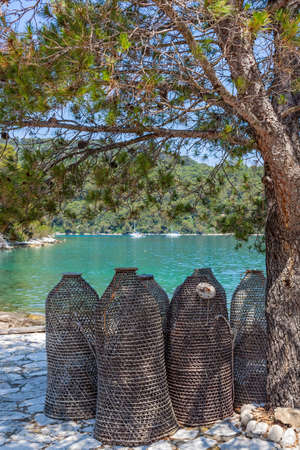 Traditional Croatian fishing traps  Island Mljet near Dubrovnik, Croatia の写真素材