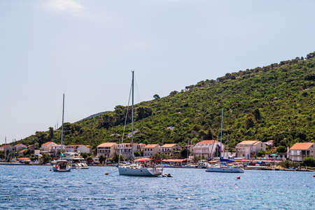 Small fishing village Polace on island Mljet near Dubrovnik, Croatia.の写真素材