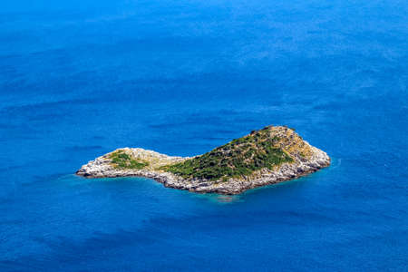 Mediterranean landcape - small islet of coastal waters  island Mljet near Dubrovnik, Croatiaの写真素材