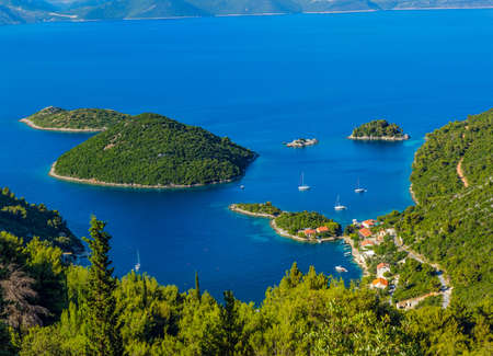 Adriatic landscape panorama on island Mljet, Dubrovnik archipelago, Croatia.の写真素材