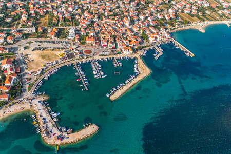 Adriatic tourist destination Pakostane, Croatia.  Helicopter aerial shoot.の写真素材