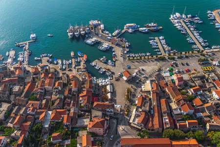Marina with boats and sailboats, Adriatic tourist destination Murter, Croatiaのeditorial素材