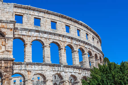 Roman time arena in Pula, detail, Croatiaのeditorial素材