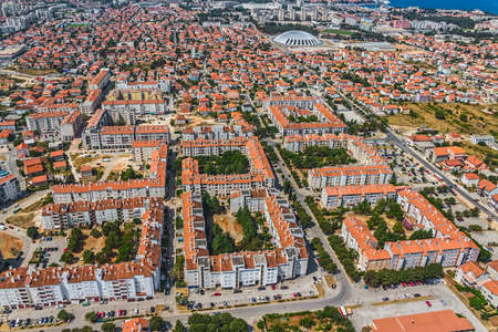 Aerial shot of Zadar new part, residential area, Croatia.の写真素材