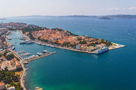Aerial shot of Zadar old town, famous tourist attraction in Croatia.のeditorial素材