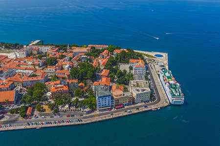Aerial shot of Zadar old town, famous tourist attraction in Croatia.のeditorial素材