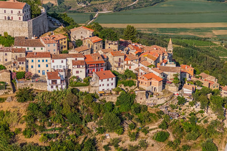 Motovun is a small village in central Istria (Istra), Croatia. City containing elements of Romanesque, Gothic and Renaissance styles.の写真素材