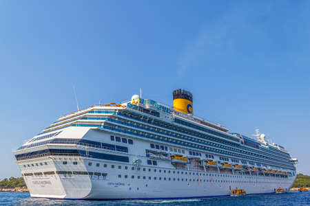 DUBROVNIK, CROATIA - SEPTEMBER 02 2012 - Costa Fascinosa is a Concordia-class cruise ship for Costa Crociere right now traveling around Mediterranean on September 02, 2012  in Dubrovnik, Croatiaのeditorial素材