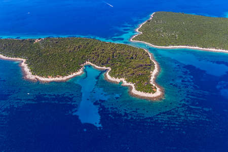 Aerial panorama of island Losinj in Zadar area, Croatia.の写真素材