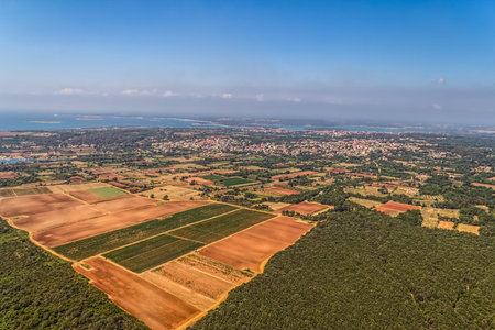 Aerial panorama Istrian landscape, Croatia.の写真素材