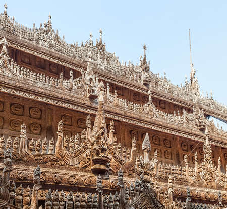 Shwenandaw Kyaung Temple or Golden Palace Monastery in Mandalay, Myanmar.の写真素材