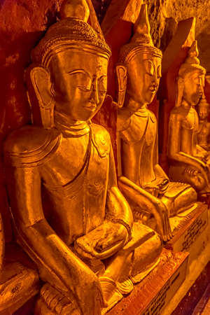 PINDAYA, MYANMAR - FEBRUARY 27: These caves are Buddhist shrines where thousands of Buddha images have been consecrated for worship over the centuries on February 27, 2013 in Pindaya, Myanmar.のeditorial素材