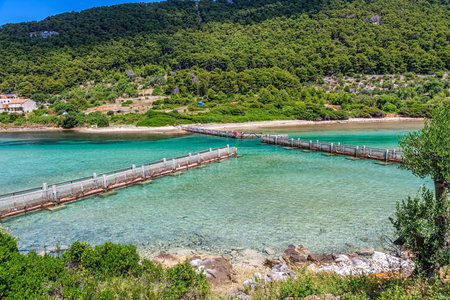 Channel and sea entrance to the National park on island Mljet, Dubrovnik archipelago, Croatia  The oldest pine forest in Europe preserved の写真素材