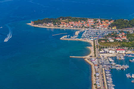 ZADAR, CROATIA - JUL 7:  Aerial view of city with marina on Jul 7, 2012 in Zadar, Croatia.のeditorial素材