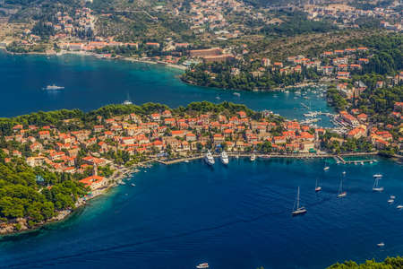 Helicopter aerial shoot of Cavtat  Well known tourist destination near Dubrovnik の写真素材