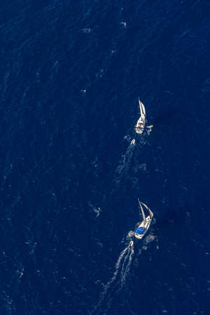 Sailing on the Adriatic sea - aerial shotの写真素材