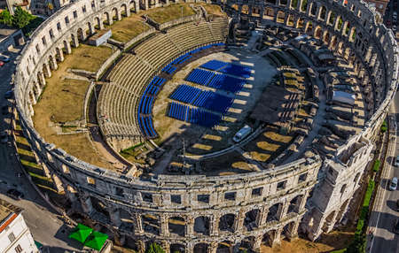 Roman time arena in Pula, detail, Croatia. の写真素材