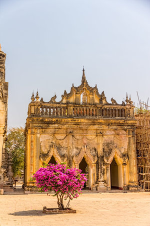 Ancient Ananda Temple in Old Bagan, Myanmar. Temple near one of the side entrances.の写真素材