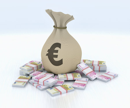 Bag with money, eurosの写真素材