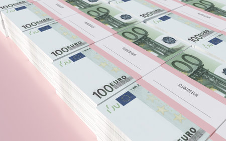 3D illustration - Packets of 100 Euro bills