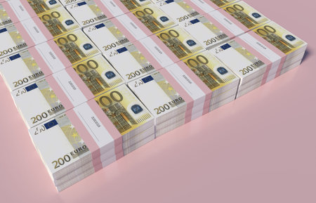 3D illustration - Packets of 200 Euro bills