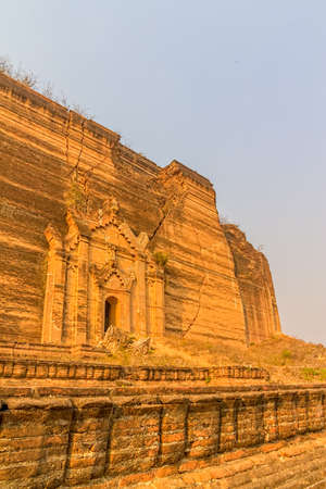 Mingun near Mandalay is tourist attraction - Base of Never Completed Pagoda Pa Hto Taw Gyiの写真素材