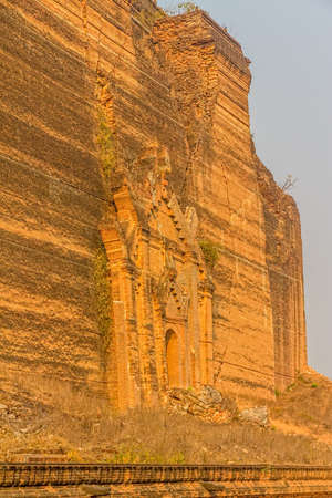 Mingun near Mandalay is tourist attraction - Base of Never Completed Pagoda Pa Hto Taw Gyiの写真素材