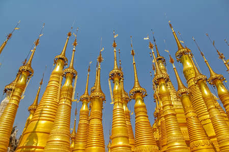 Renovated Ancient Stupas at Indein, Inle Lake, Myanmar.の写真素材